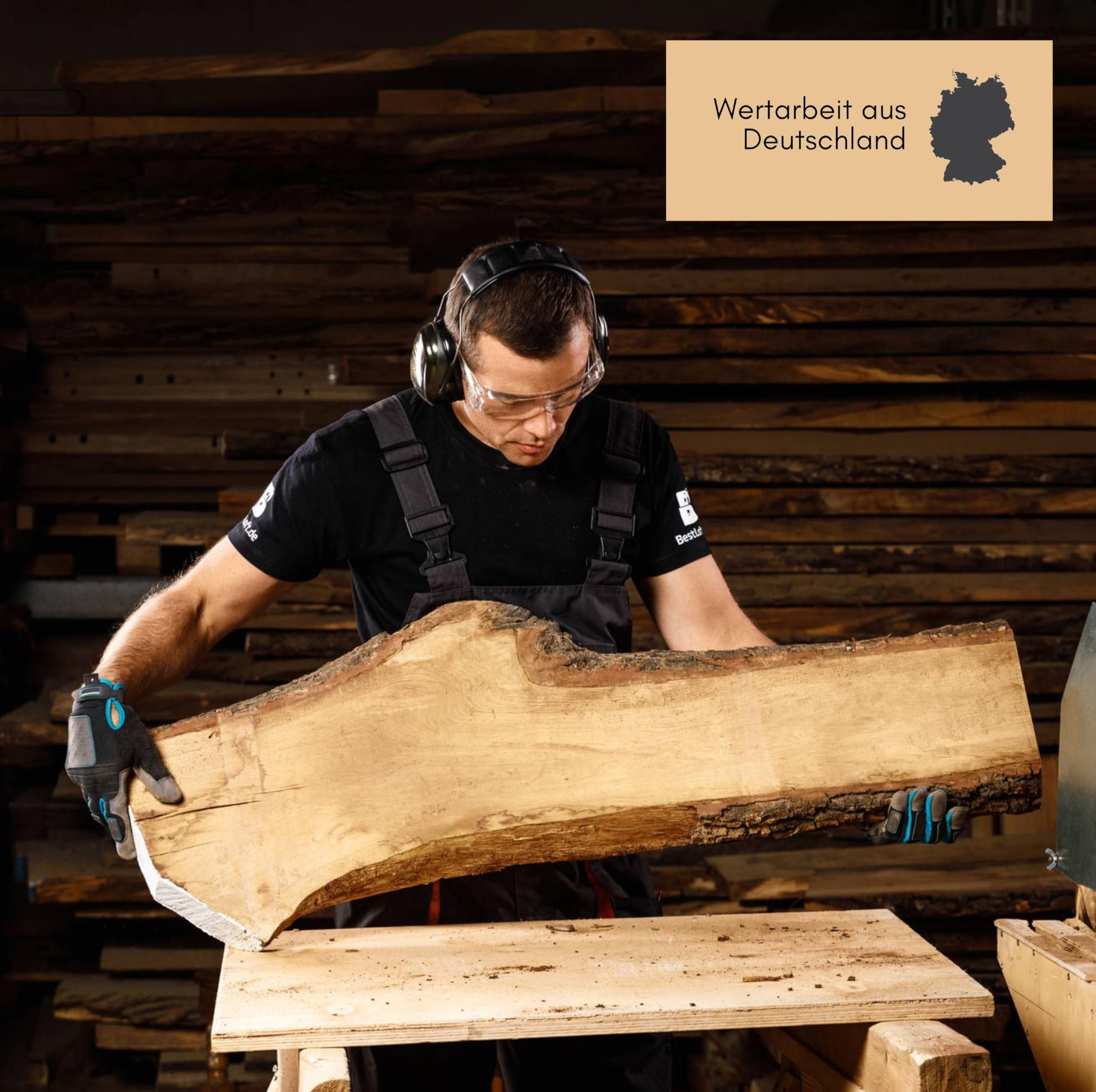 BestLoft Waschtischplatte Holz (Länge: 50 cm/Breite: 35-40 cm) Waschtisch Holz Eichenbrett Massiv 40 mm dick Tischplatte Baumkante Waschplätze rustikale Waschtischkonsole Massivholzplatte