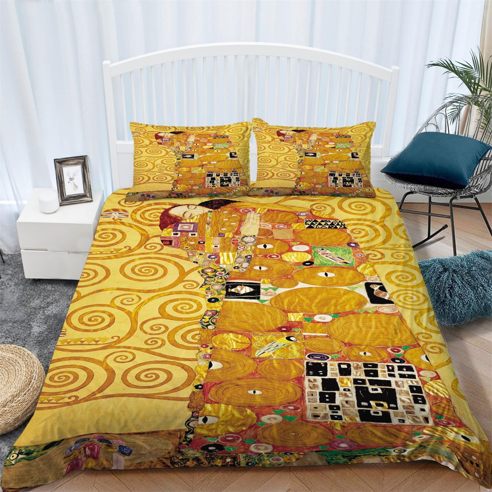 BanbE Bettwäsche Klimt-Muster 180x200 cm Weich & Bügelfrei Bettbezug mit Reißverschluss - Bettwäsche Set für Modern Schlafzimmer mit 2 Kissenbezüge 80x80 cm