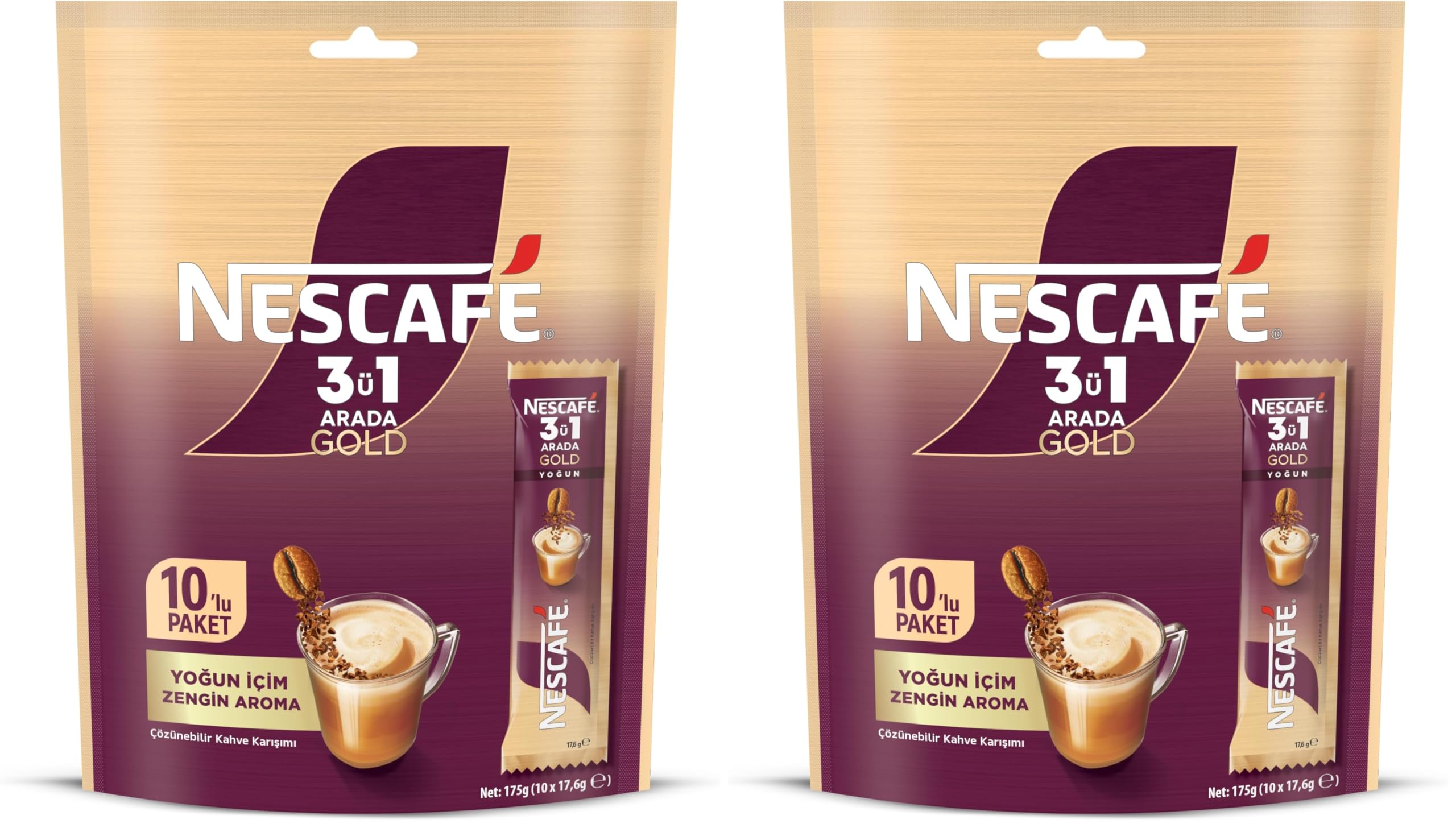 Nestle Nescafe 3ü1 Arada Gold Yoğun 10'lu Çoklu Paket 10x 17,6 g (2 paketi)