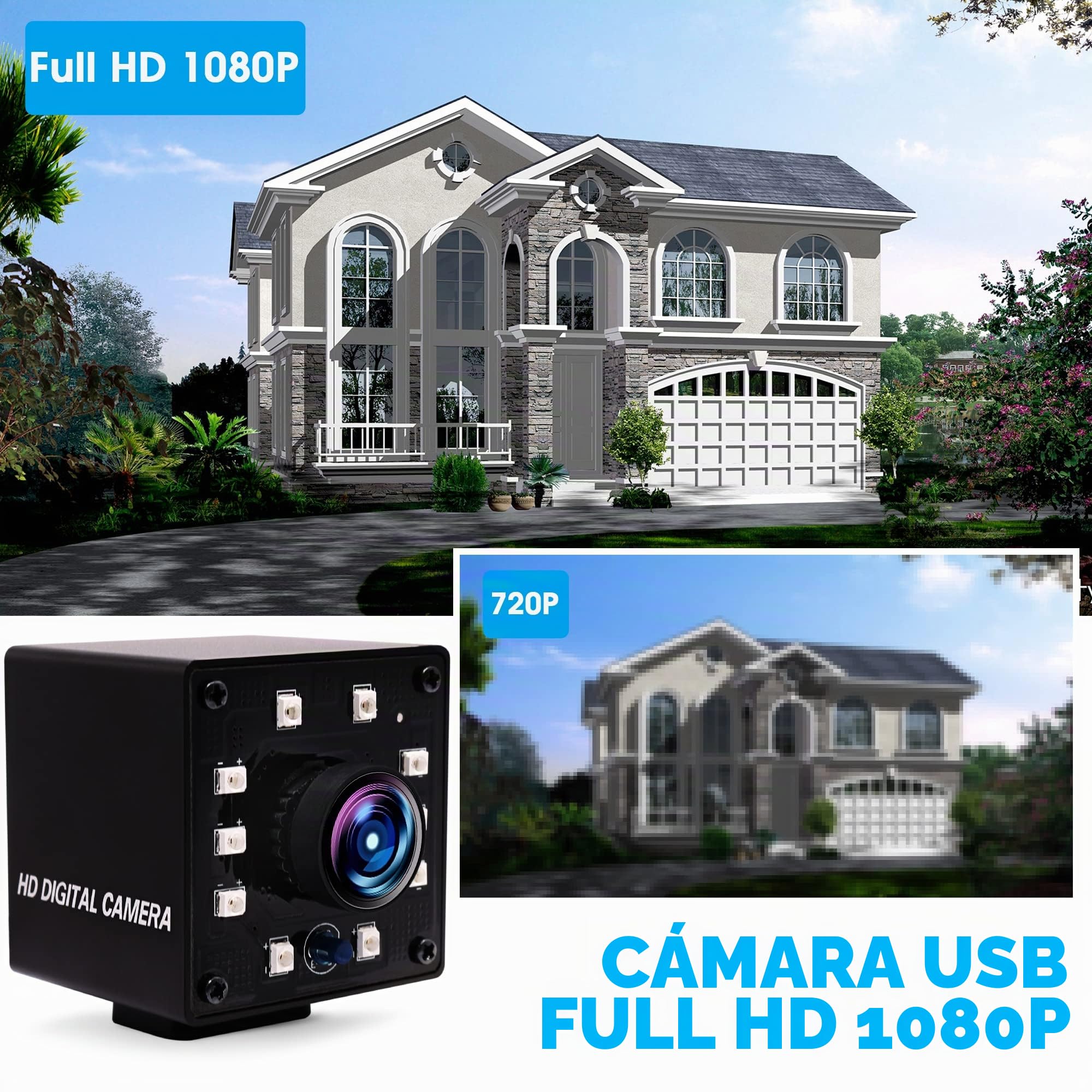 ELP Cámara USB 1080P gran angular 170 grados ojo de pez webcam Full HD visión nocturna infrarroja PC 100 fps / 60 fps Video Web Cam con IR Cut