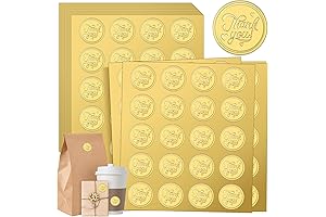 Seajan Floral Thank You Stickers - 500 Pieces of Round Gold Metallic...
