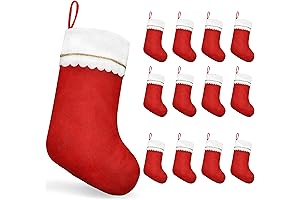 12 Pack of Traditional Christmas Stockings for a Festive Holiday Display
