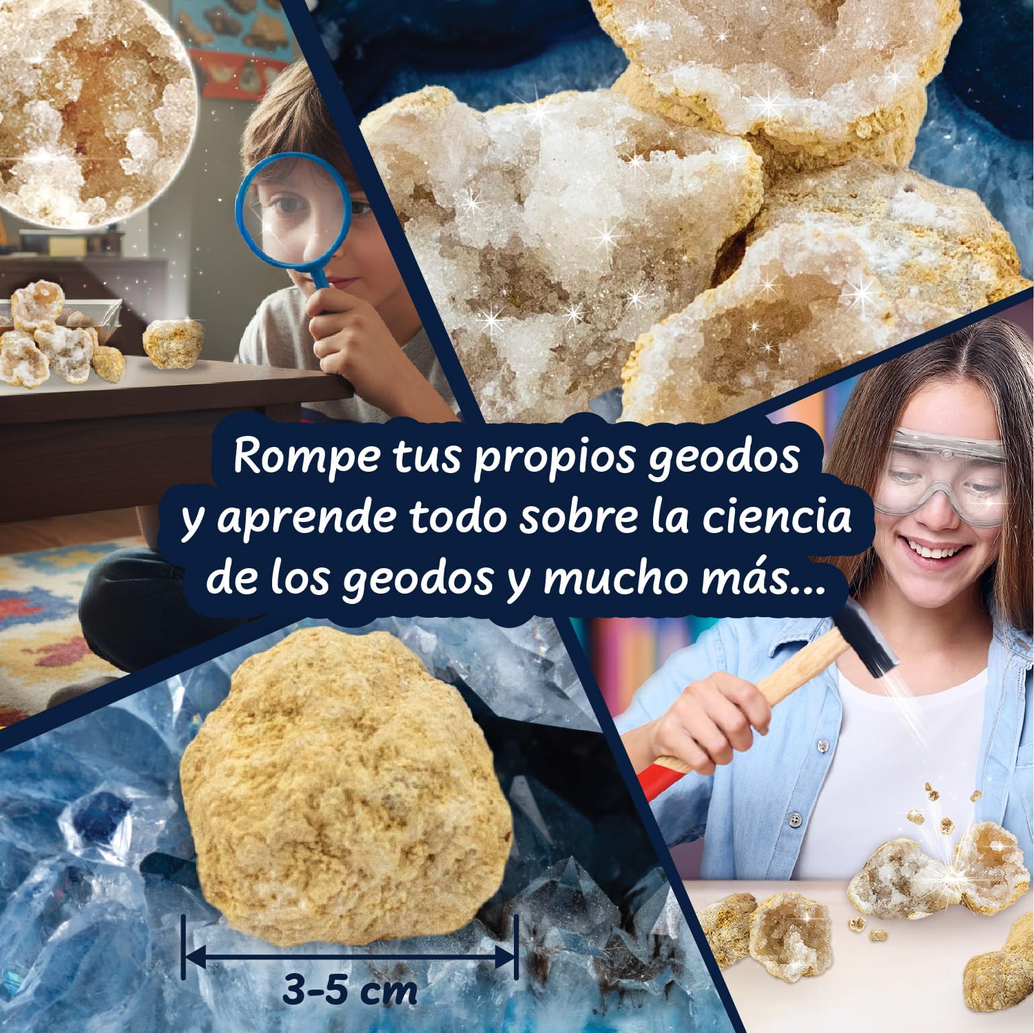 Science4you Rompe 5 Geodas Premium para Niños – Aprende sobre Rocas y Minerales con este Kit de Geodas, Kit Educativo, Regalo de Mineralogía y Geología para Niños y Niñas de 6 7 8 9+