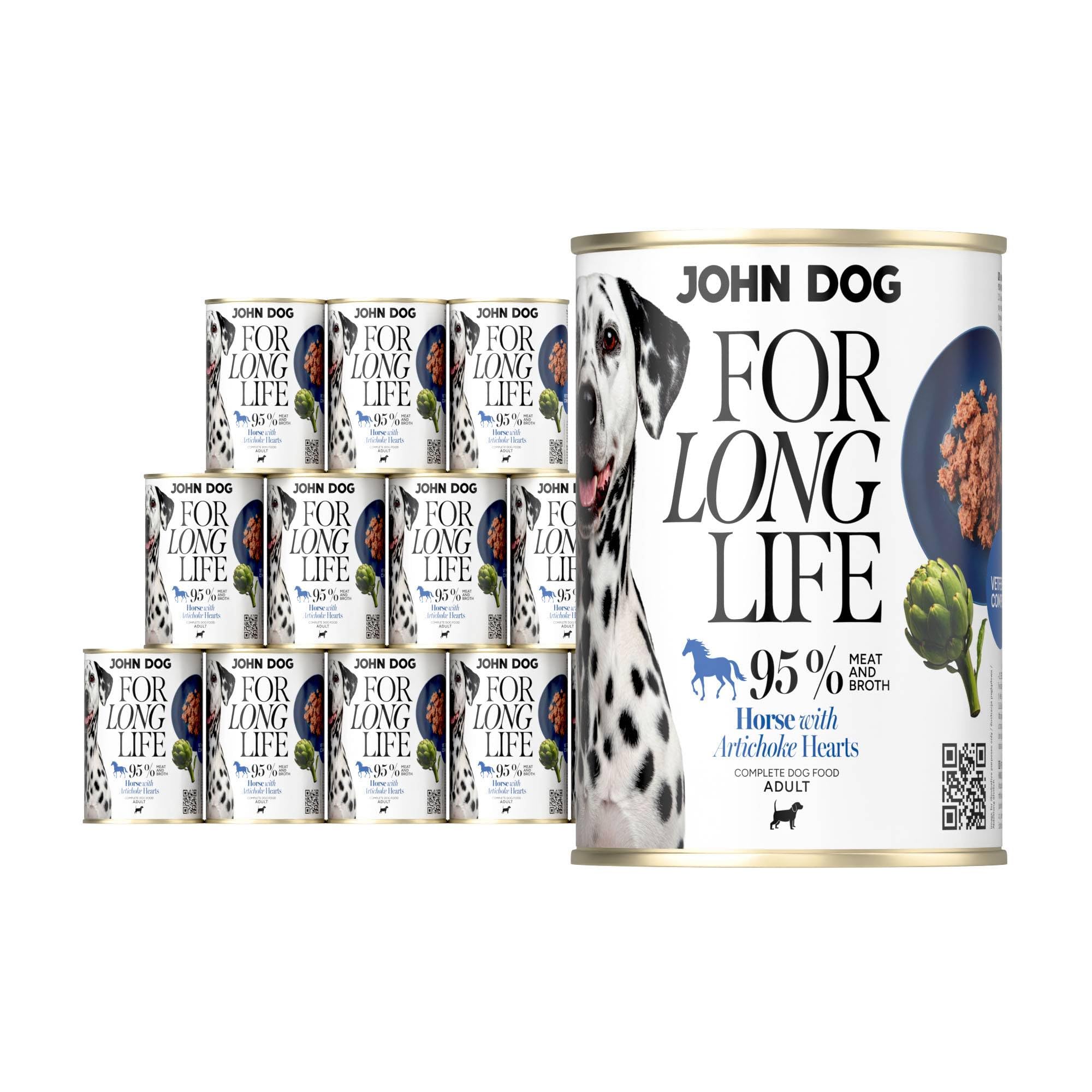 KARMA MOKRA John Dog FOR LONG LIFE DOROSŁY KONINA Z KWIATOSTANEM KARCZOCHA 400g*12
