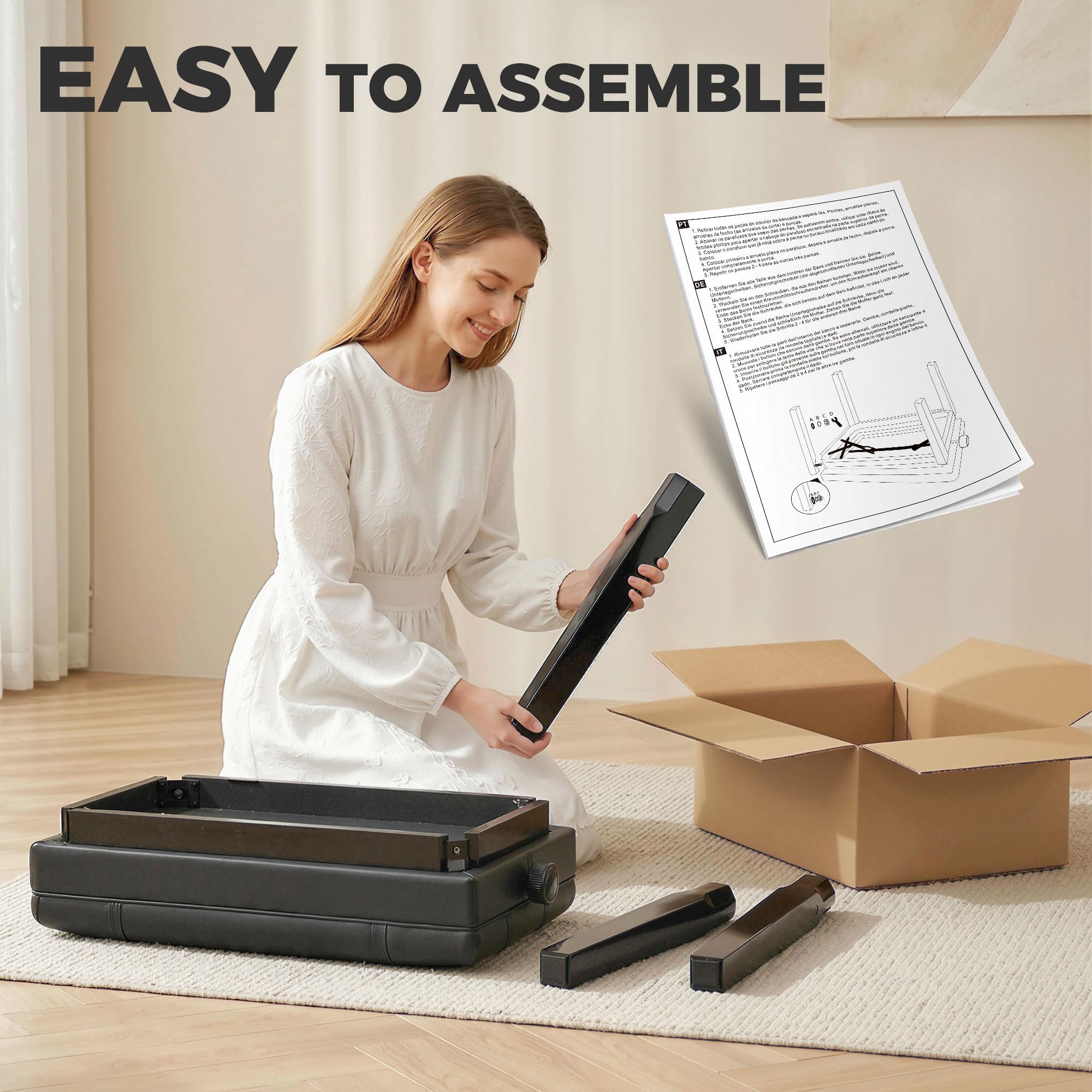 HOMCOM Banc de Piano, Banc de Clavier réglable en Hauteur en Bois Massif, Tabouret Piano avec Compartiment caché, siège rembourré polyuréthane, Stable et antidérapant, Charge 150kg, Noir