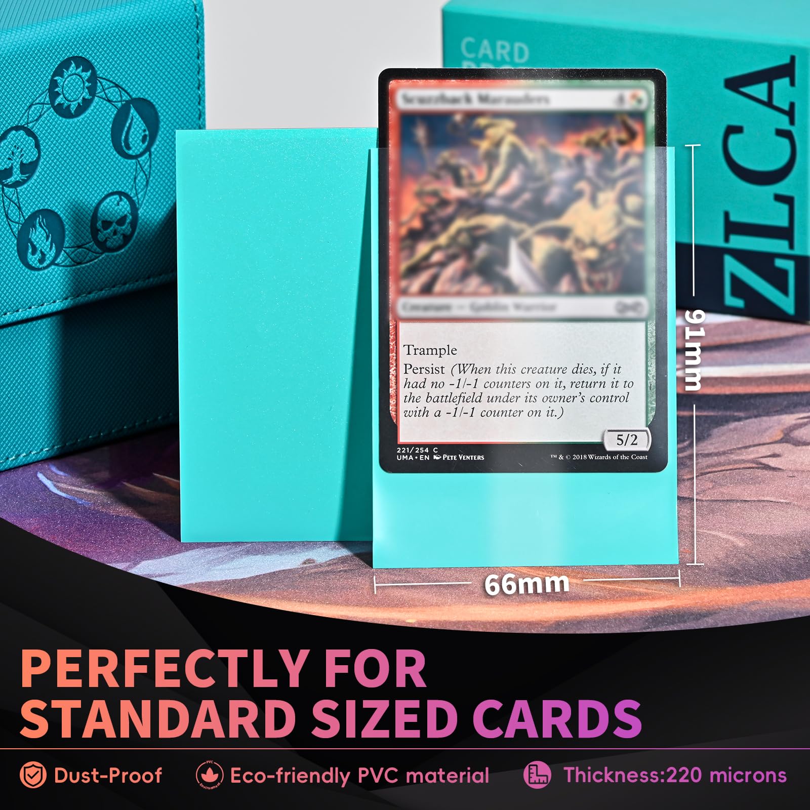 Card Sleeves for MTG 200 Pcs, Sturdy Frosted Sleeves, Sports Card Sleeves for Standard Sized Baseball/Games and Trading Card 66 * 91 mm(Aqua) Toys & Games
