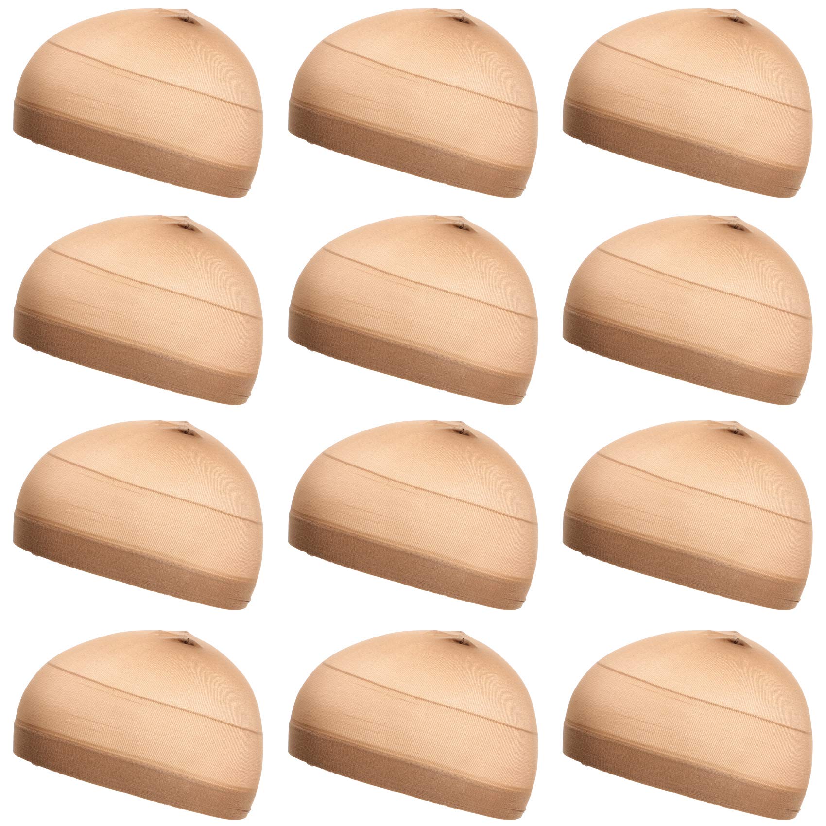 VCKOVCKO24 Pcs Stocking Wig Caps Brown Stretchy Elastic Nylon Close End Wigs Cap for Women (12 Pairs,Brown)