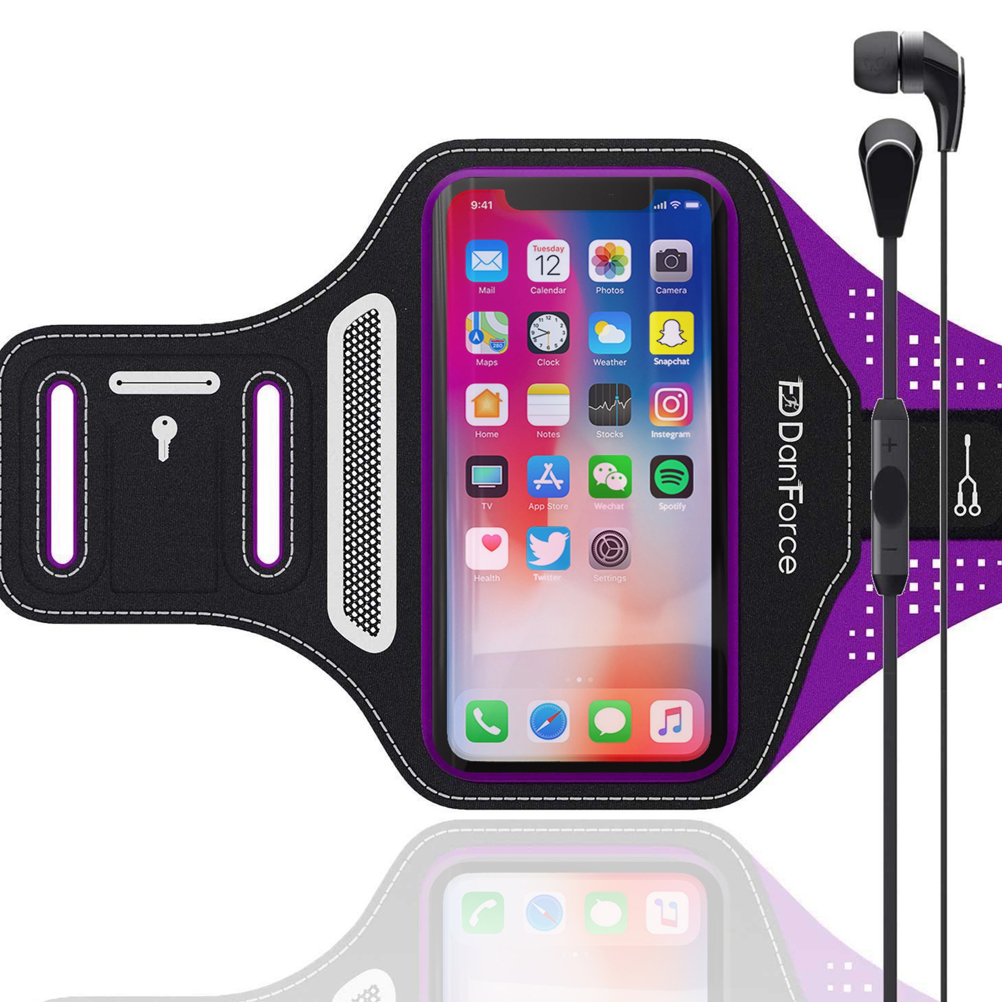 IPhone 7 , 6 , 6S SPORTS Armband | Stores Phone, Cash, Cards and Keys , Great for Running, Cycling, Workouts or any Fitness Activity Securely in Stret (Purple)