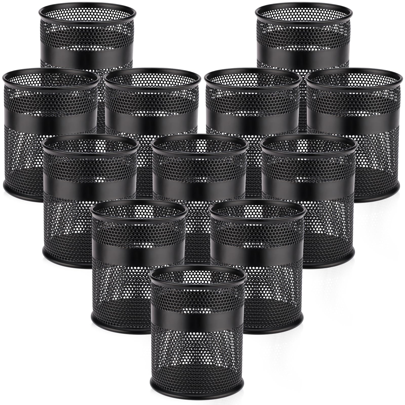 Segarty Stifthalter für den Schreibtisch, 12 Stück, schwarzer Stiftebecher, Metall, Schreibtisch-Stifte-Organizer, 8,4 x 9,9 cm, Stiftehalter für Bürobedarf, Organisation, Schule, Klassenzimmer