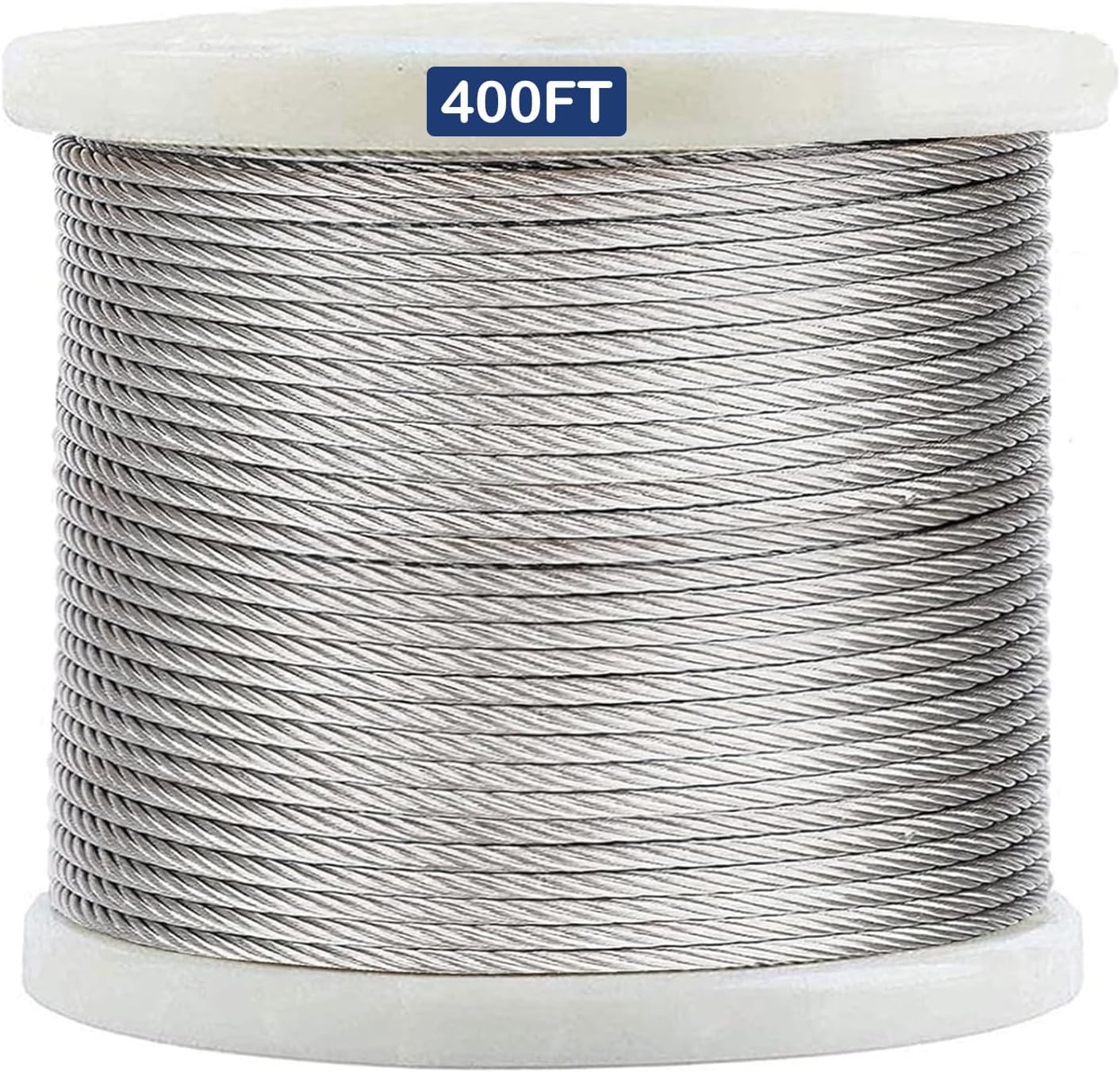 3/16" Stainless Steel Cable, 400FT Wire Rope, 7 x 19 Strand Aircraft Cable, 3700lbs Breaking Strength Metal Cable for Boat Lifts Cable, Zipline, Shade Sails