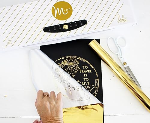 Miniatura 6 de Heidi Swapp Minc Wheel Foiling Machine Laminador Aplicador y kit de iniciación, 12 pulgadas, blanco, incluye carpeta de transferencia, hoja de