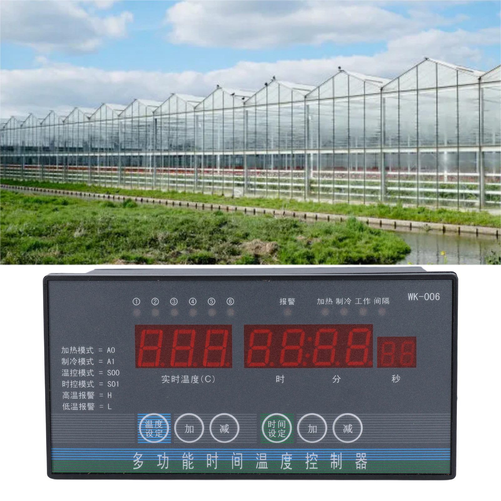 Marhynchus Controlador de Temperatura, Termostato Digital ABS con Sonda, Salida de 6 Canales de 110 a 230 V, Precisión ±0,5% FS, Sonda de 98 Pies, para Control de Enfriamiento de Calefacción de