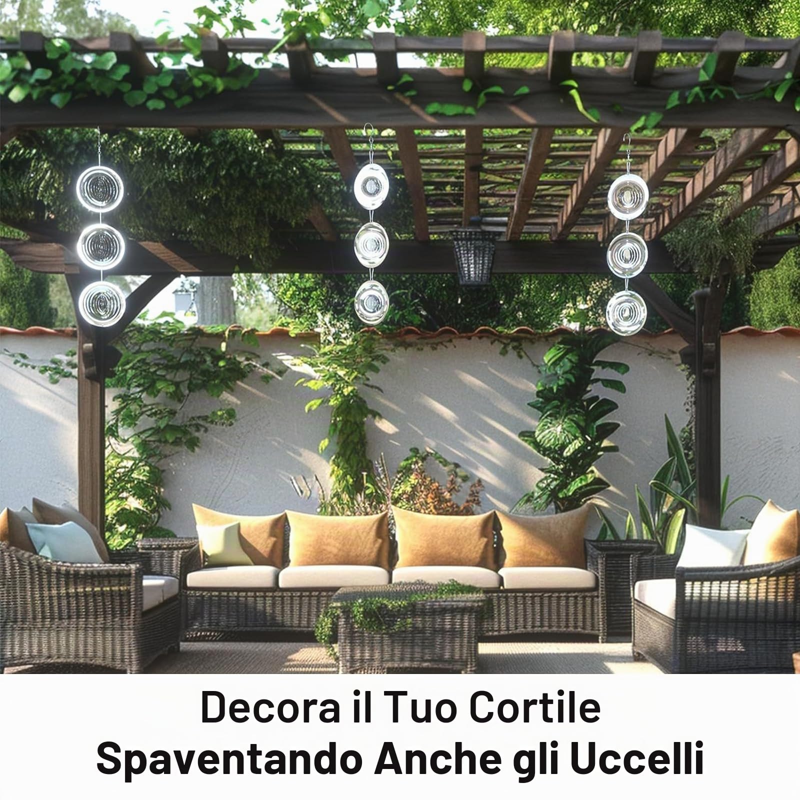 3Pcs Scacciapensieri da Esterno in Acciaio Inossidabile, Dissuasore per Uccelli 3D Riflettente Rotante, Repellente Piccioni con Cristalli, Decorazione Giardino Balcone Casa