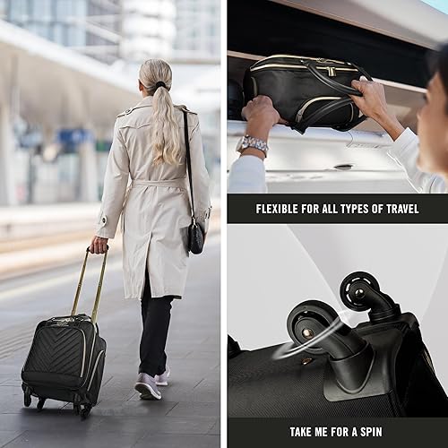 Miniatura 6 de Kenneth Cole Reaction Chelsea - Maleta expandible de poliéster sarga de 20 pulgadas, Negro