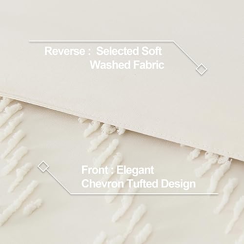 Miniatura 7 de Andency Juego de edredón de tamaño matrimonial, edredón de cama bohemio beige, suave, cálido, copetudo, neutro, juego de ropa de cama para cama de