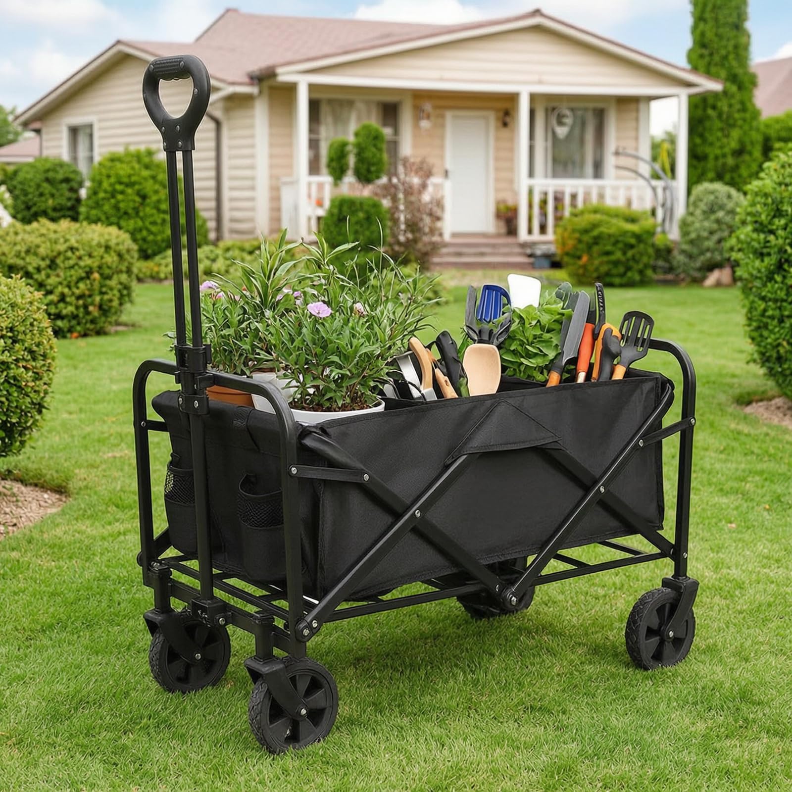 Carrello pieghevole 150 kg, carrello pieghevole, manico regolabile, 100 l