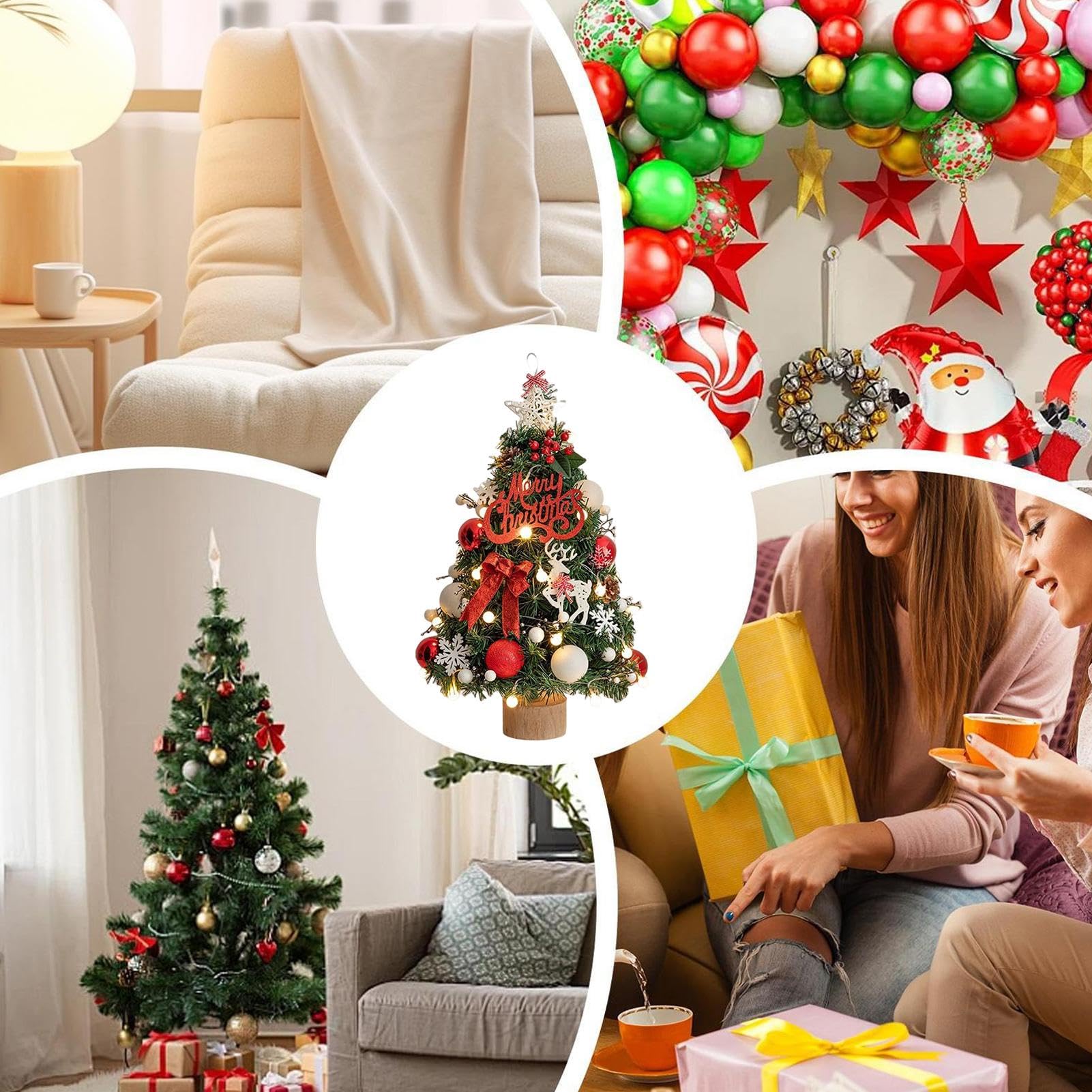 Árbol de Navidad Artificial con Luces arte artesanal 45 cm
