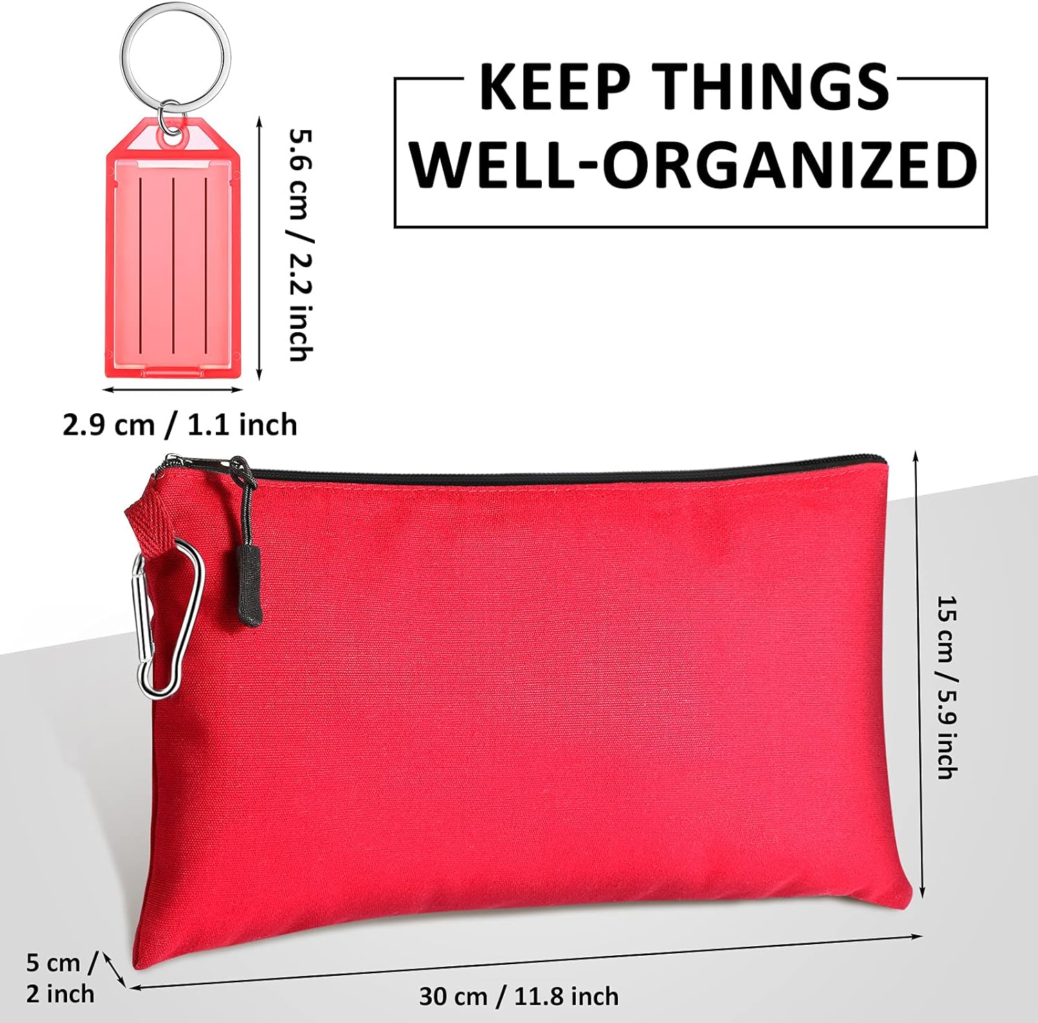 24 Pieces Zipper Pouch Tool Bag and ID Keychain Tags Canvas Tool Bags