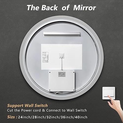 Miniatura 7 de ROOMTEC Espejo de baño LED de 32 pulgadas con parte delantera y retroiluminada, antiniebla, 3 colores y luz regulable (certificación ETLUL)