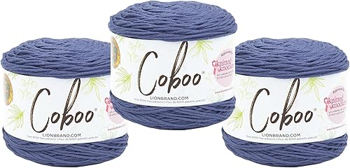Lion Brand Yarn Coboo, hilo suave para tejer, ganchillo y manualidades, flor de vainilla, paquete de 3