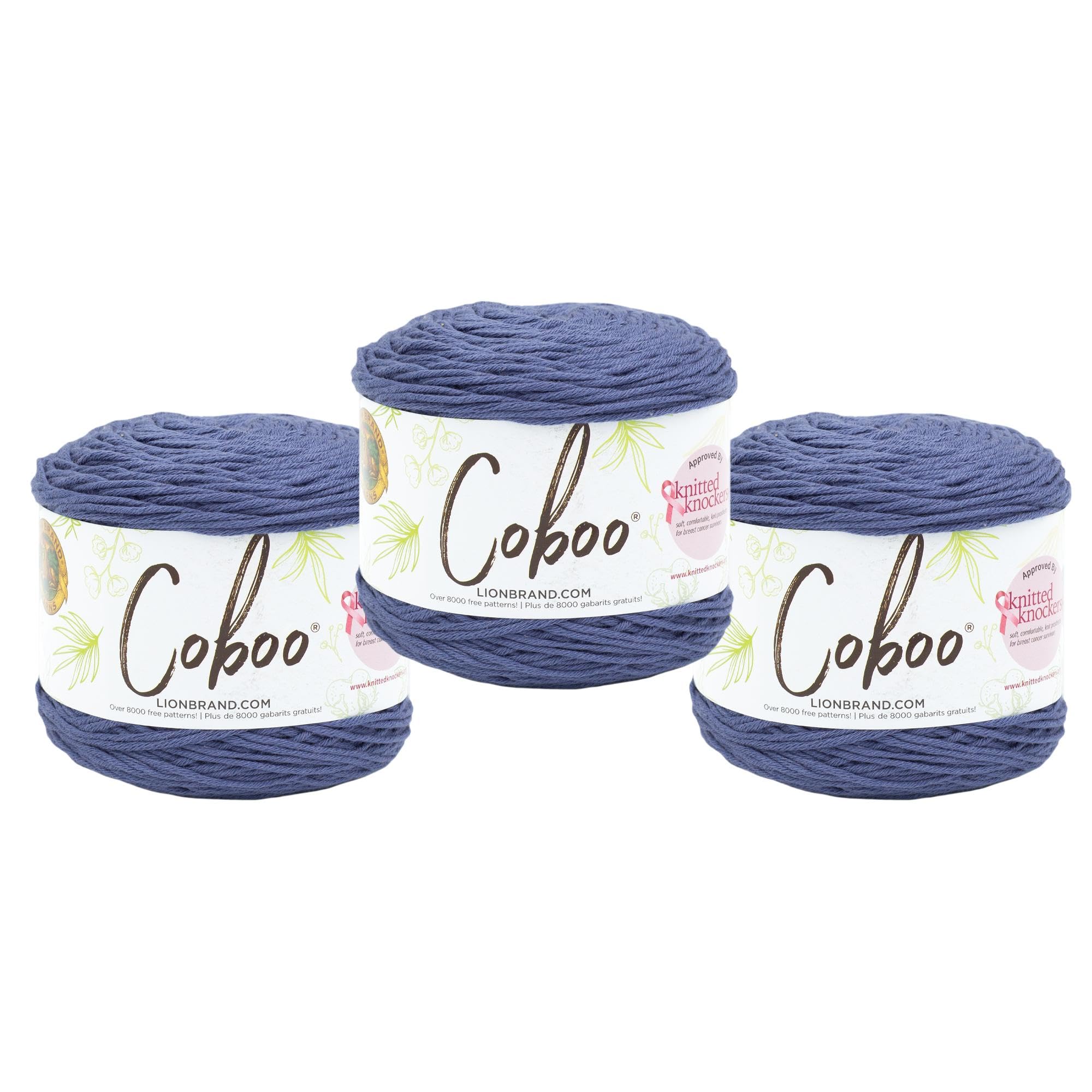Lion Brand Yarn Coboo, Soft Yarn for Knitting, Crochet, and Crafts, Admiral, 3 Pack