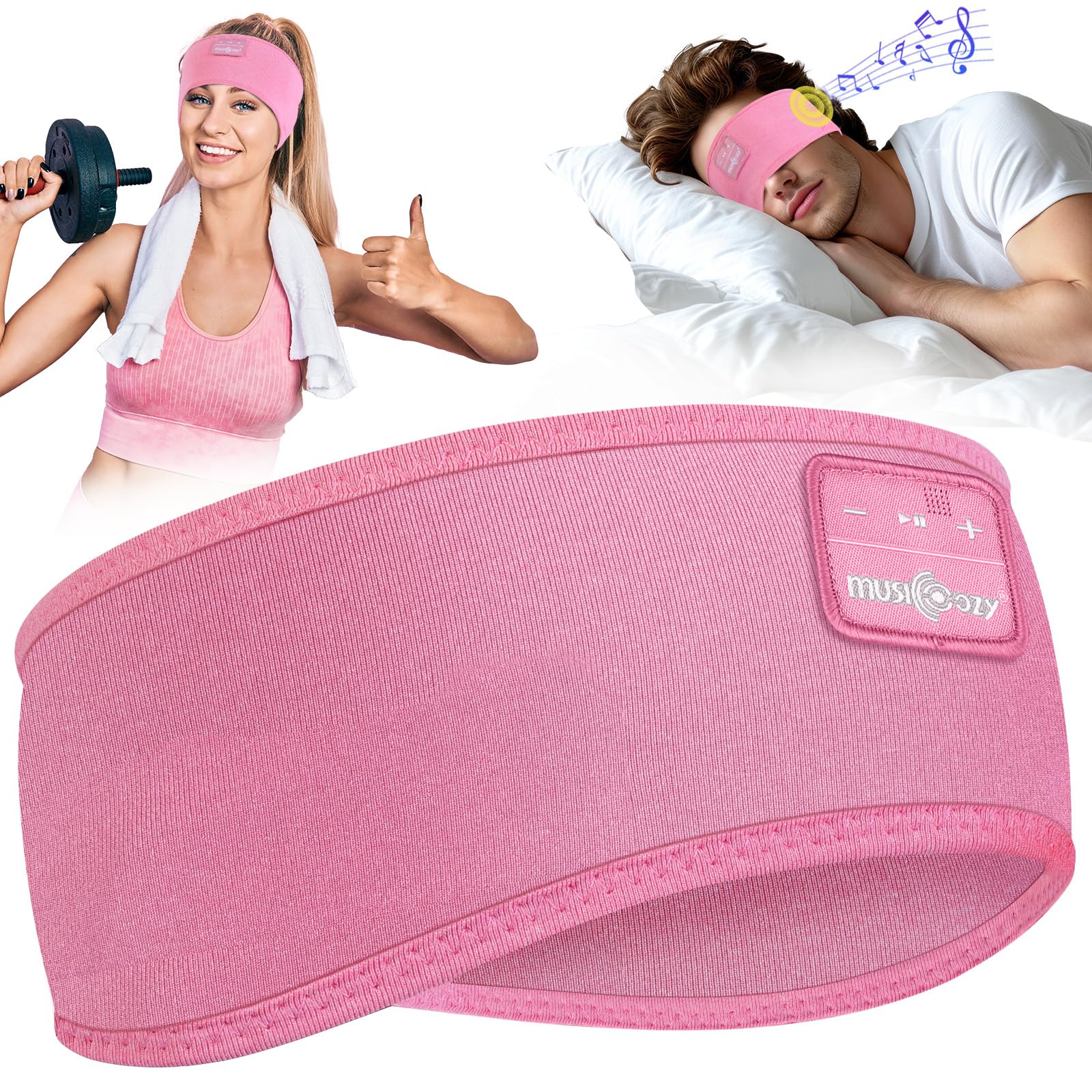 MUSICOZY Schlafkopfhörer, Bluetooth 5.4 Schlafkopfhörer, Stirnband, Sportkopfhörer mit 16+ Stunden Musikwiedergabe,Kopfhörer zum Schlafen,Entspannen,Yoga,Reisen