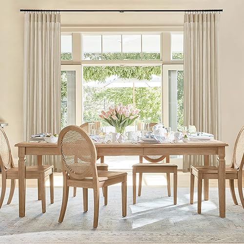 Miniatura 6 de RYB HOME 2 paneles de cortinas bohemias de lino para oscurecer la sala de estar, con bolsillo para cortinero, 84 pulgadas de largo, 2 paneles de