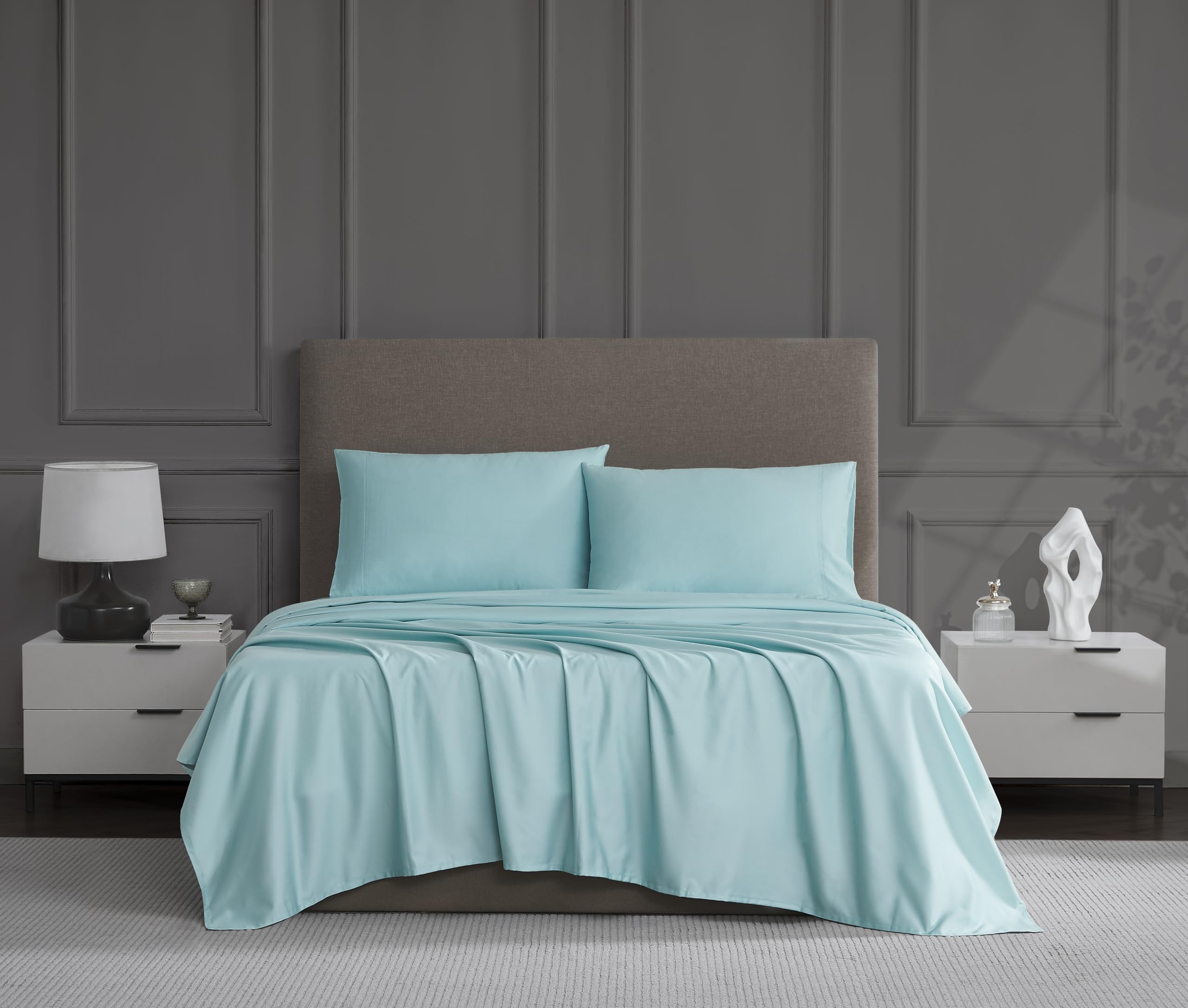 Linen Closet Cotton Aqua King Set Sheet 4 Piece Set