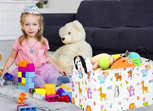 Miniatura 4 de ACMUUNI REC - Cesta de ropa de lona con asas, organizador de almacenamiento de algodón impermeable, perfecto para niños y niñas, habitación de