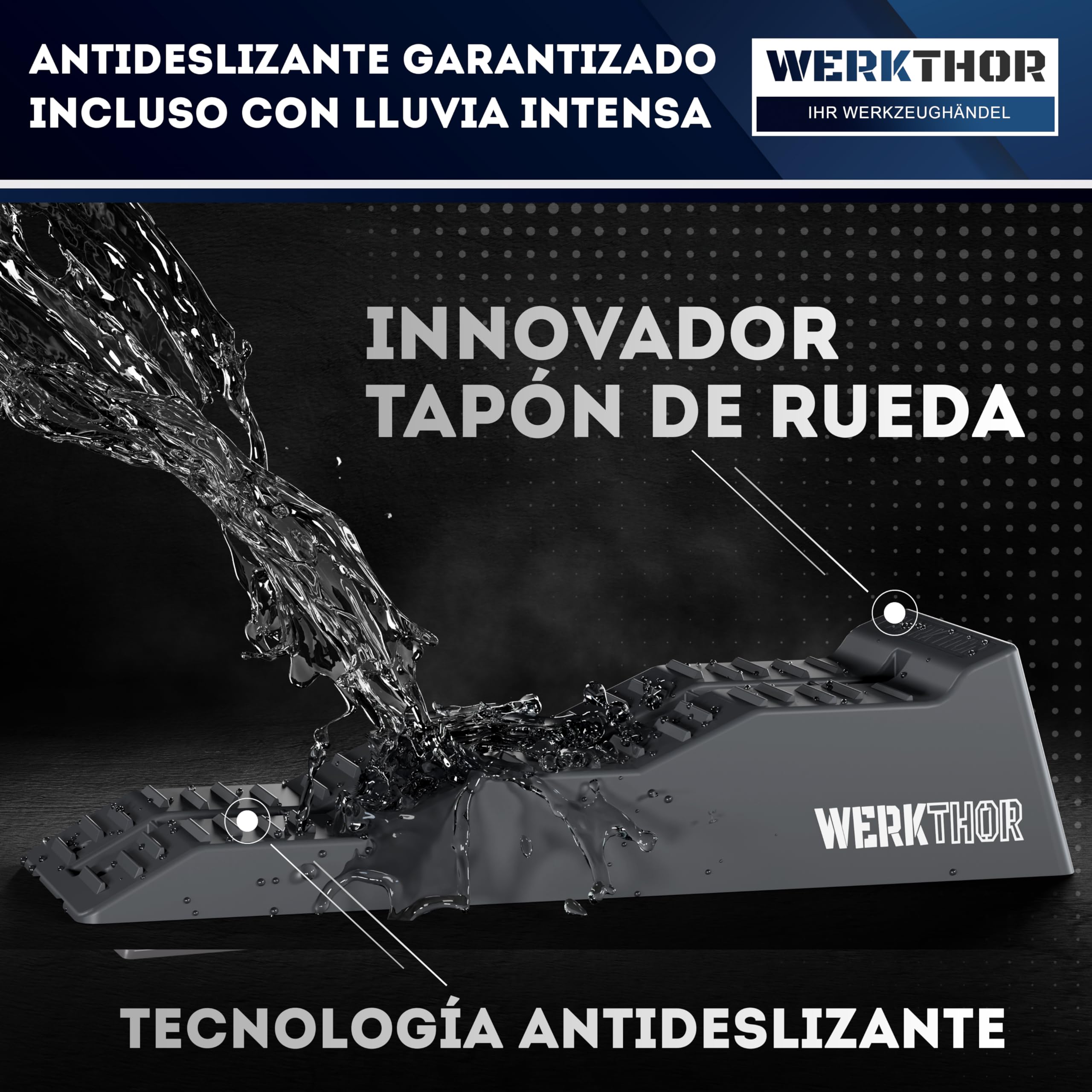 Cuñas para autocaravanas WERKTHOR (grises) - [Juego de 2] Cuñas estables para caravanas y autocaravanas | Cuñas para una nivelación segura [<5t] - Para cualquier superficie - Bolsa incluida