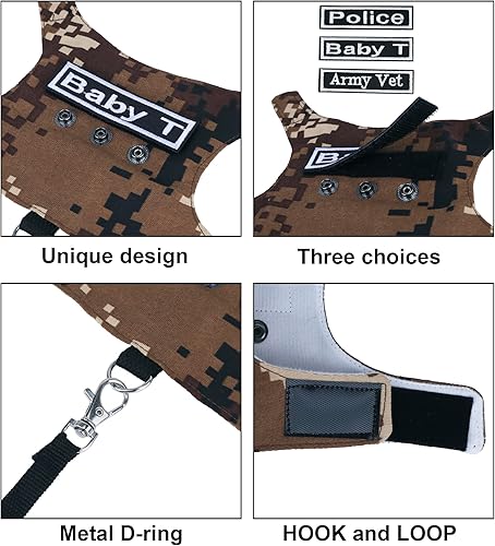 ADOGGYGO Valentine Bearded Dragon Harness Leash Set, Lizard Clothe Costume Adjustable Reptile Harness with 5ft Leash for Bearded Dragon Lizard Walking Outdoor (Small)(Camo-2,Small)