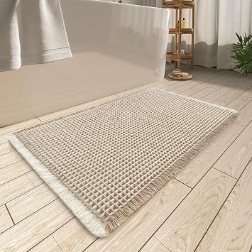 Upgraded Waffle Bath Mat Ultra Absorbent Non Slip Bathroom Mat, 24 x 36
