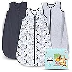 Cute Castle Baby Sleep Sack 12-18 Months - Lightweight 100% Cotton 2-Way Zipper TOG 0.5 Infant Wearable Blanket, Newborn Essentials Toddler Sleep Clothes, 3 Pack(Dark gray, Light gray, Bear)