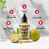 Monk Drops - Edulcorante líquido 100% de fruto del monje, no glucémico, cero calorías, cero azúcar, sin agua añadida, concentrado de fruto del monje (350 porciones, 44.4 ml)