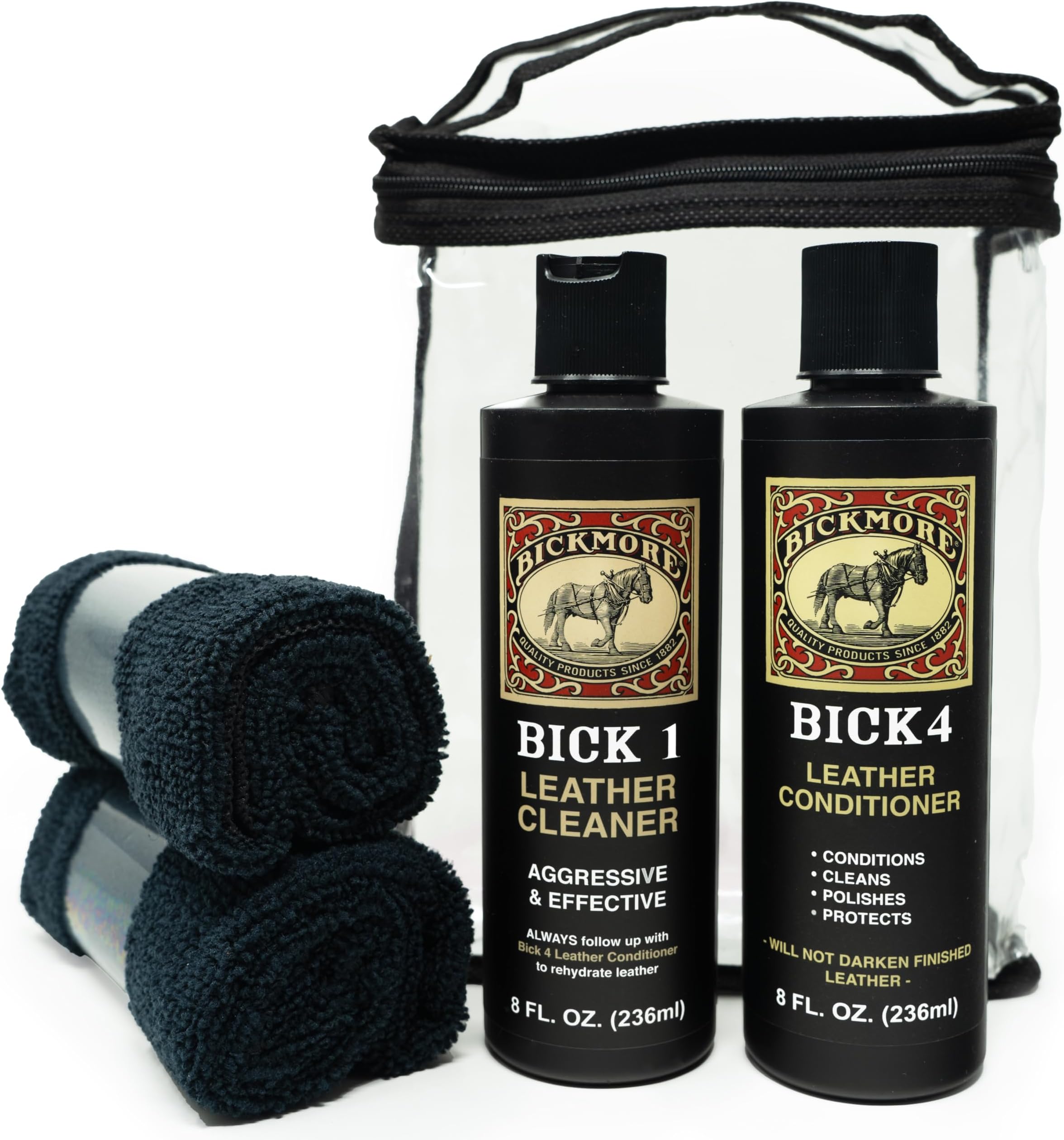 Bickmore Boot Care Kit - Bick 1 Bick 4 & Gard-More - Leather Lotion Cleaner Conditioner & Protector - For Cleaning Softening and Protecting Boots Shoes Handbags Purses Jackets and More