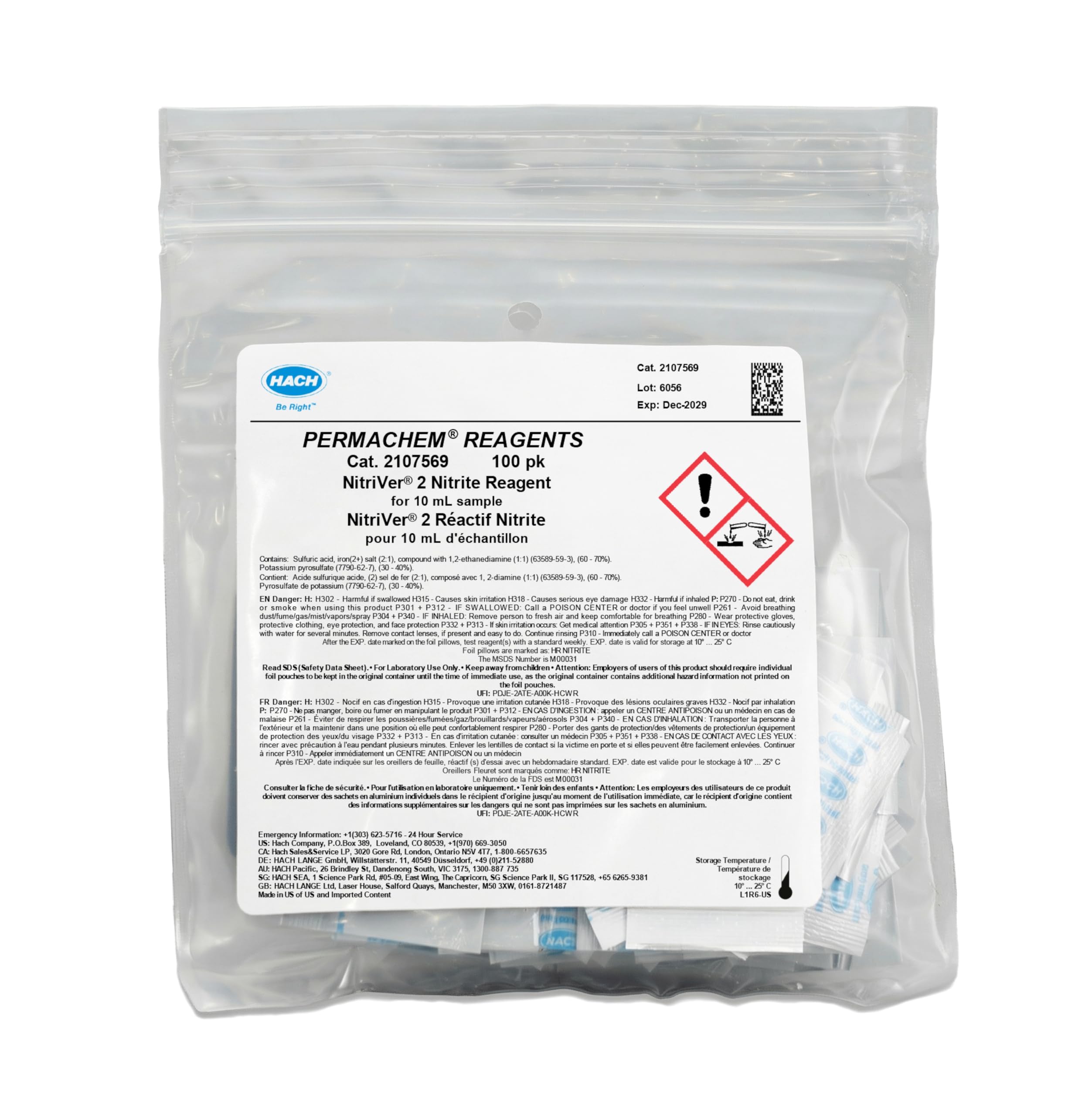 Hach 2107569 NitriVer® 2 Nitrite Reagent Powder Pillows, 10 mL, (Pack of 100)-picture-21