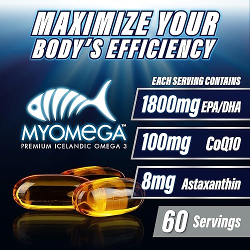 Miniatura 3 de Suplemento de ácidos grasos Omega 3  Myogenix Myomega Premium islandés Omega 3 Suplemento para apoyar la salud del corazón, cerebro y