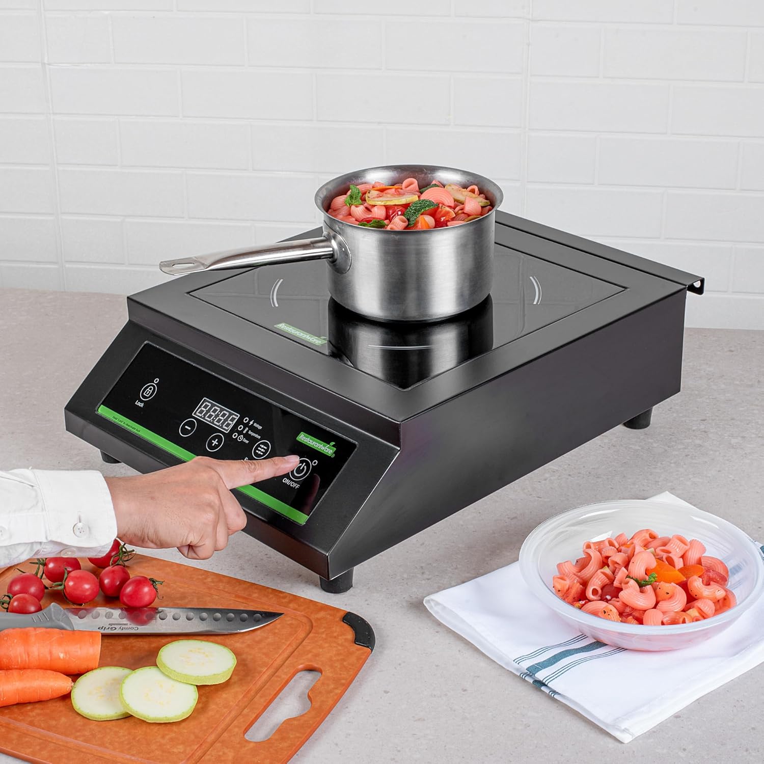 Restaurantware-Kitchen Tek 1800 W Induction Cooktop, 1 Electric Hot Plate With Sensor Touch - 140F To 465F, 10 Wattage Settings, Black Steel Countertop Induction Stove With Ceramic Plate, 120V