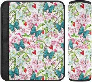 Cherry Flowers Hearts Butterfly Car Seat Strap Covers for Baby Kids 2 PCS Car Seat Straps Shoulder Cushion Pads Protector Baby Car Seat Strap Covers for Car Truck Straps