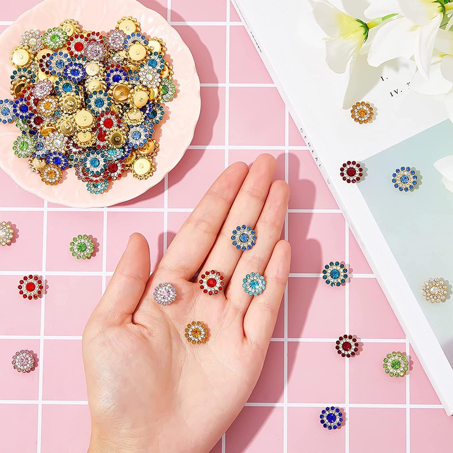 100 Stück Bunte Tropfen-Strasssteine Mit Legierungsrahmen - Für DIY Schmuck & Kleidung