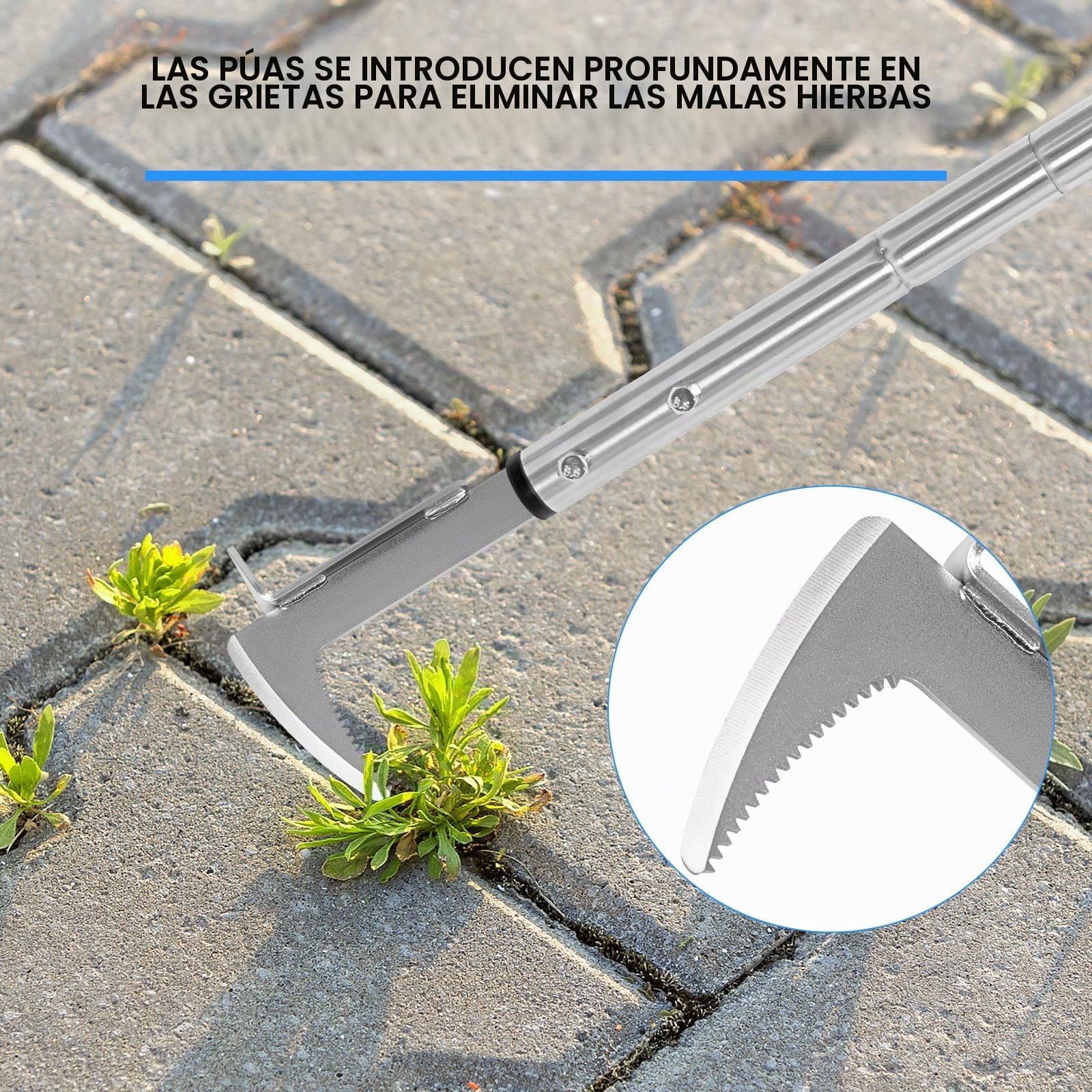 BARAYSTUS Cuchillo desherbador manual de mango largo140-105-65 cm, ajustable, herramienta ergonómica para jardín