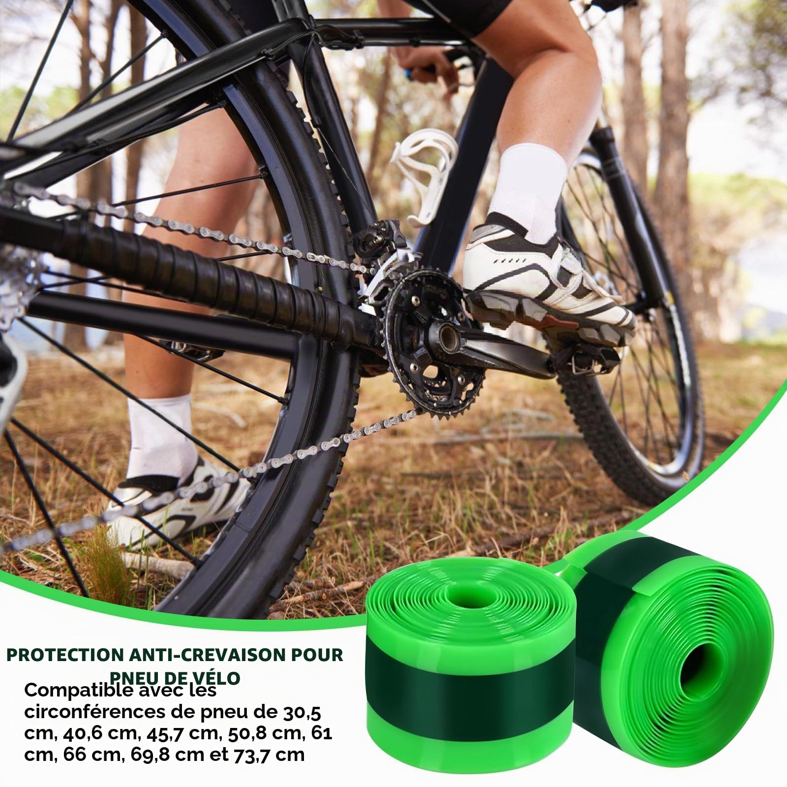 4 Doublure Pneu Vélo, Doublure De Pneu De Vélo, Liner Bande Anti Crevaison Cyclism, Lot De 4 Bandes De Protection Anti-Crevaison, Bande Anti Crevaison Longue Durée Pour Pneus De Vtt Et Vélo De Routev