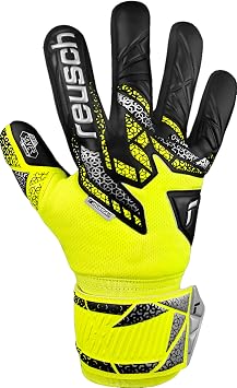 Reusch Attrakt Gold NC Finger Support Goalkeeper Gloves, Yellow/Silver/Black, Size 7