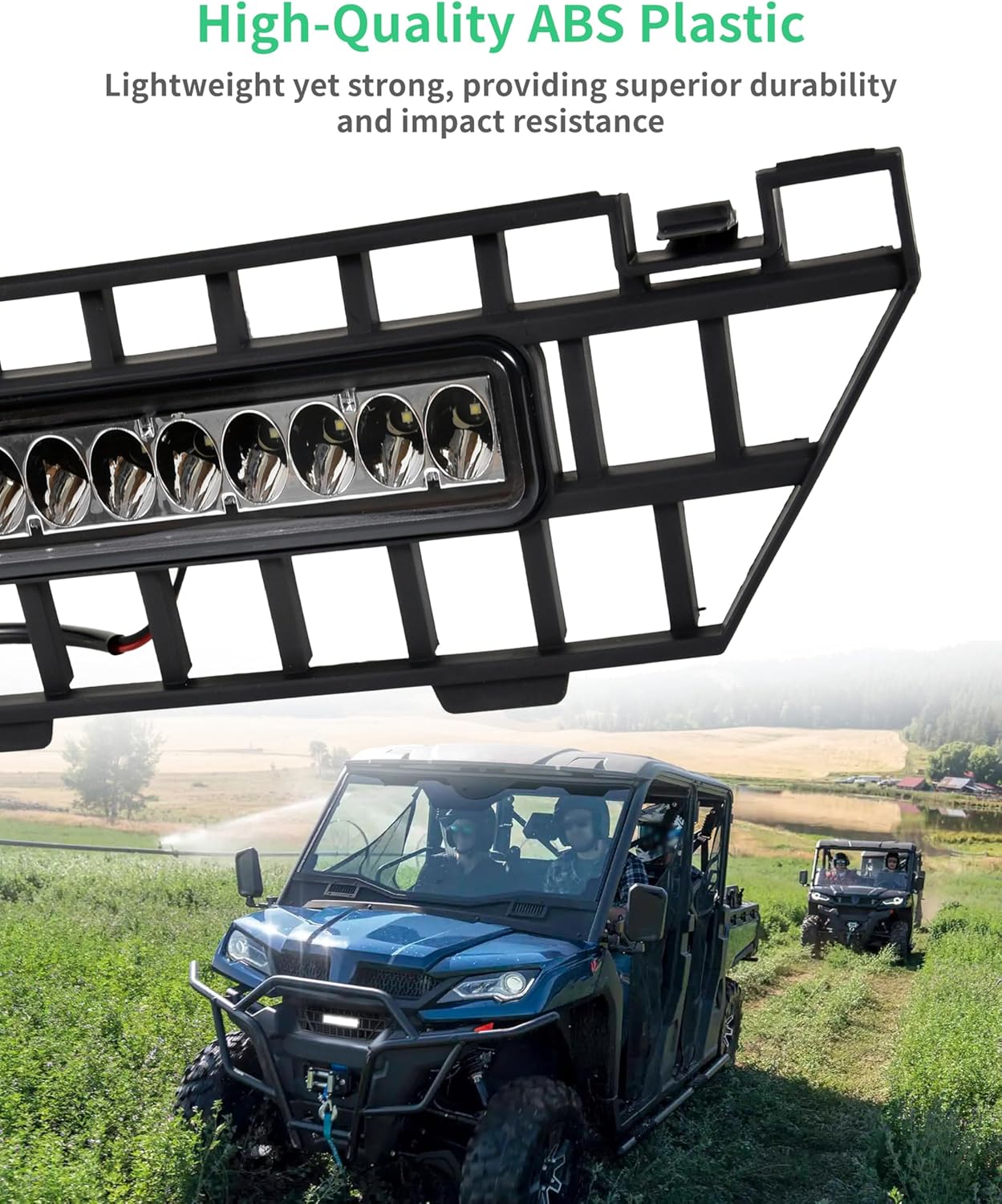 Front Mesh Grille with LED Accent Light Bar for CFMOTO UFORCE 1000 2019-2025/1000 XL 2022-2025 Accessories, Waterproof Radiator Screen with LED Accent Spotlight Bars