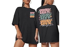 Christian T-Shirt for Women: Oversized Jesus Faith Pray Tee
