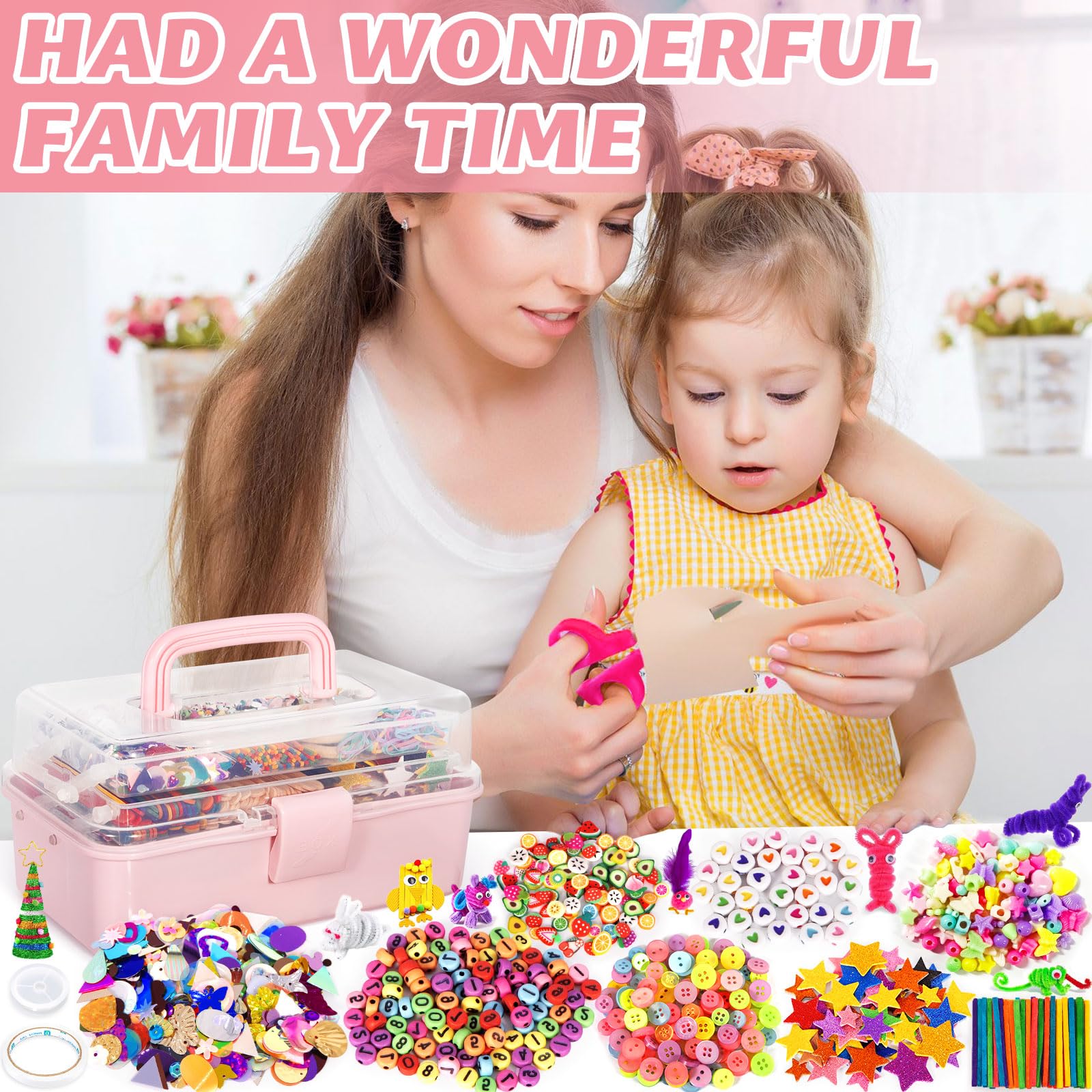 Purpledi Kit Manualidades Niños 3600+PCS, DIY Creativo Kit Manualidades Material, DIY Art Supplies Creativo Regalo Manualidades Labores para Niños, Juguetes Educativos Regalo para Niño Niña