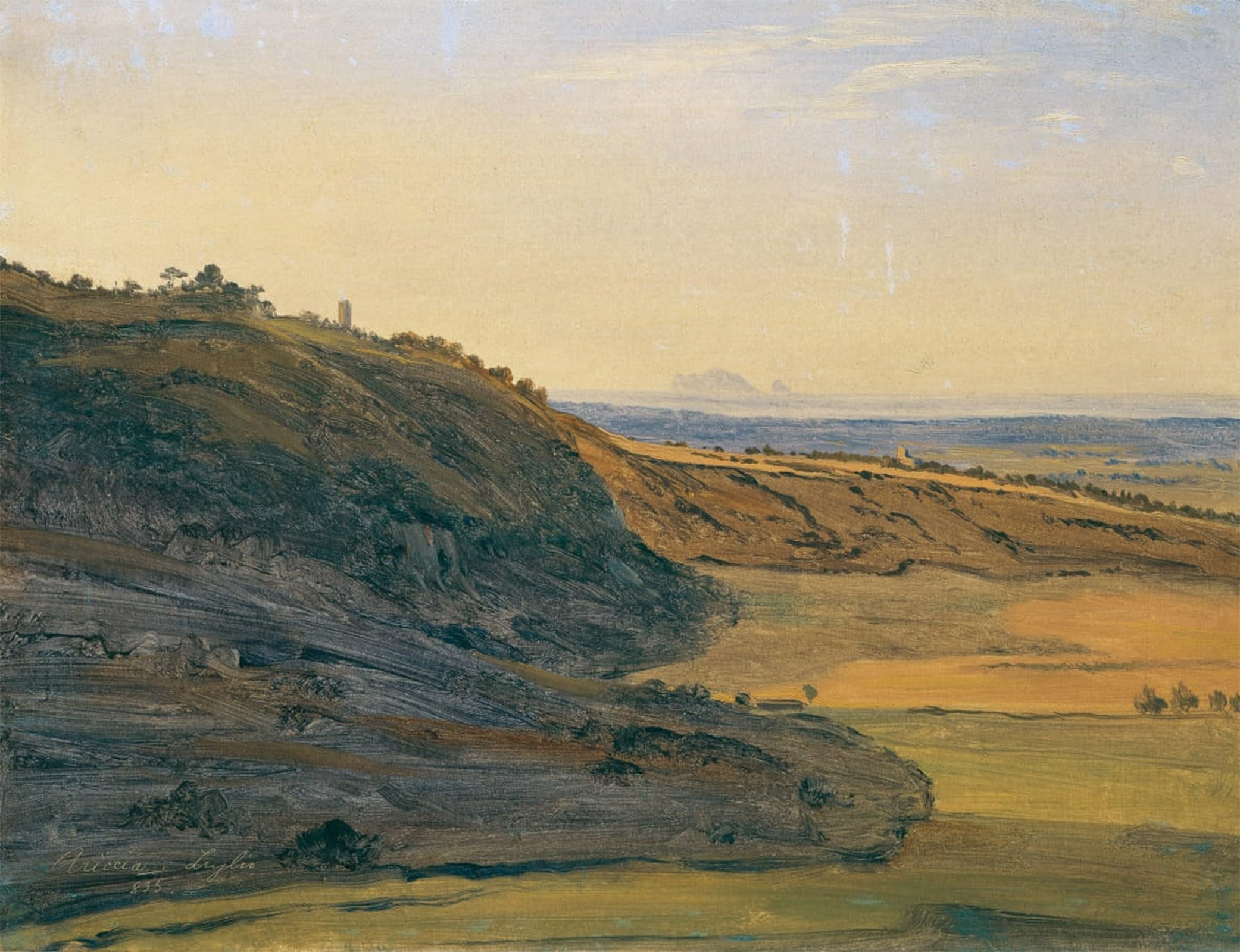 Artxlxxbn No Frame Famous Painting Canvas Artwork Graffiti Print Landscape Study Near Ariccia By Ferdinand Georg Waldmuller Portrait Canvas Image For Home Decor 60X90cm