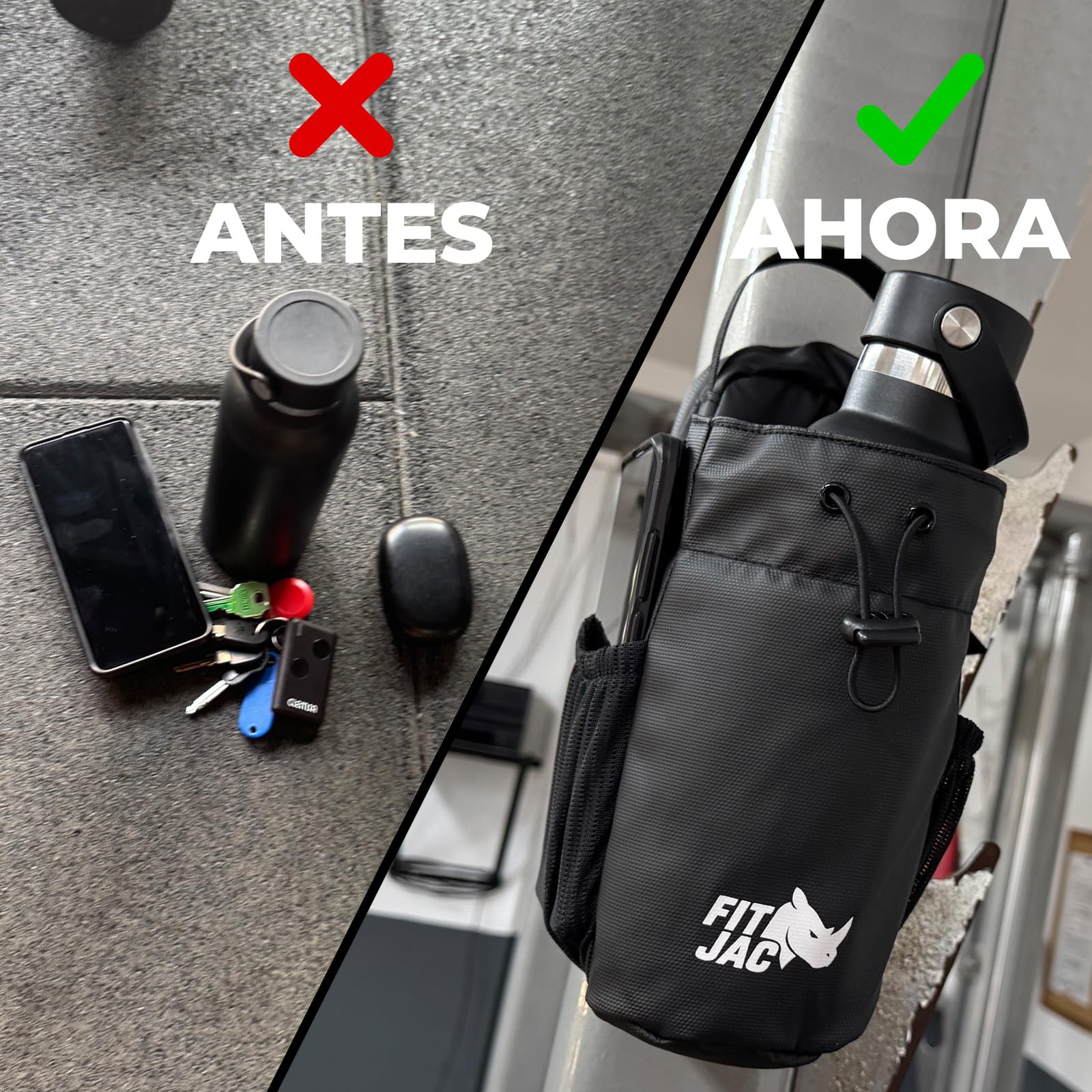 Bolsa Deportiva Magnética de Gimnasio | Bolso Deportivo con Imanes | Impermeable y Compacta | Mantén tu Móvil, Botella y Llaves Siempre a Mano | Unisex para Gym o Fitness (Negro)