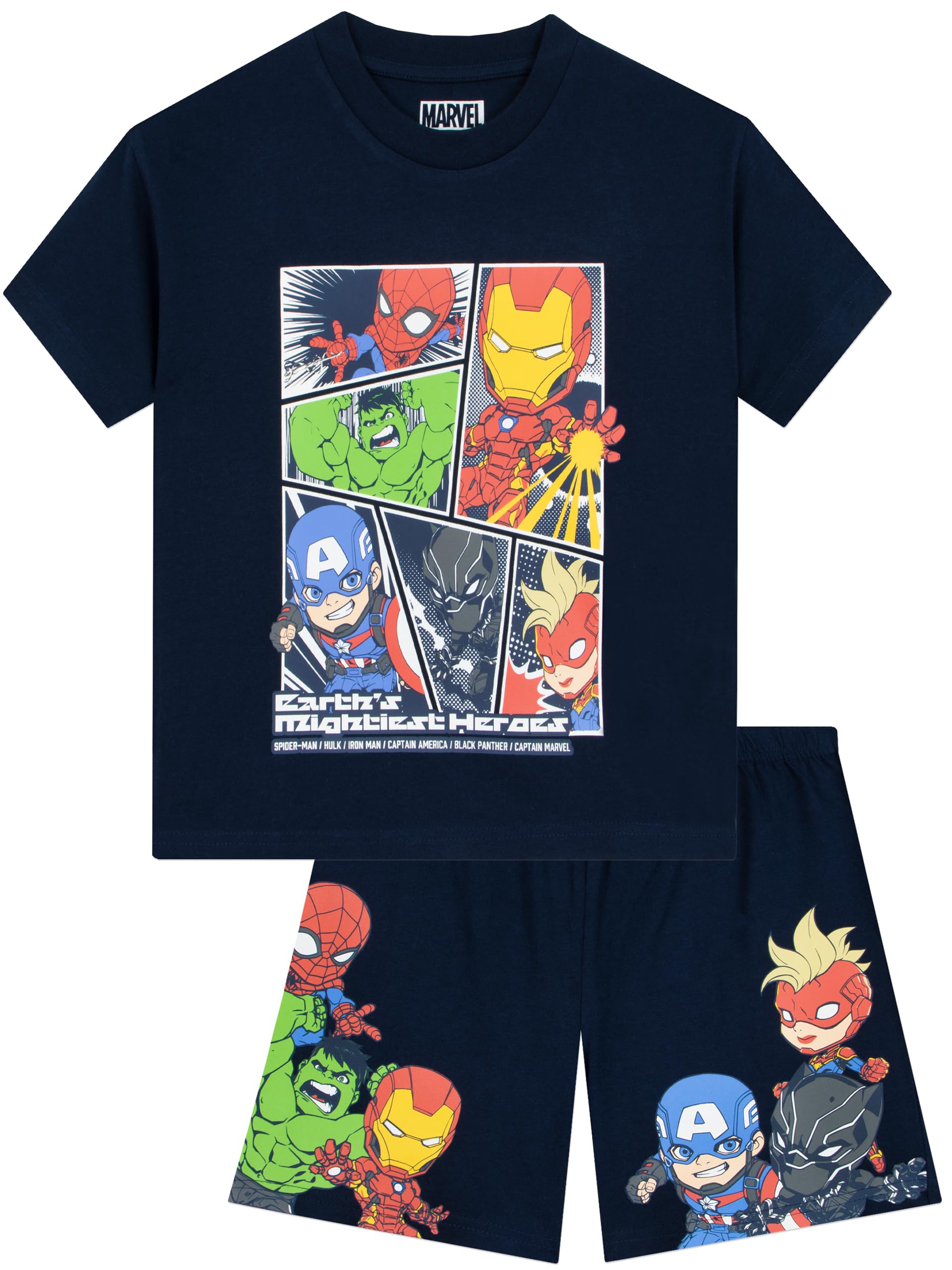 Marvel Pigiama Bambino, Pigiama Avengers Bambini Hulk, Iron Man, Captain America, E Spiderman, Pigiami Estivi