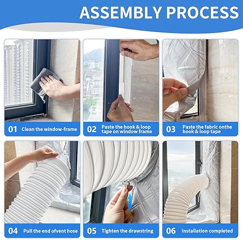 Miniatura 7 de FSEN Kit de sellado portátil para ventana de CA, barrera de ventana de alta resistencia con orificio ajustable, impermeable sin taladros y ajuste